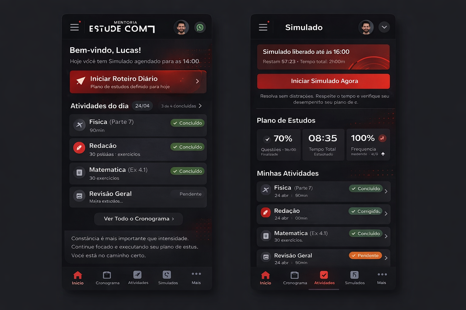 App mobile do aluno — Estude com Danilo